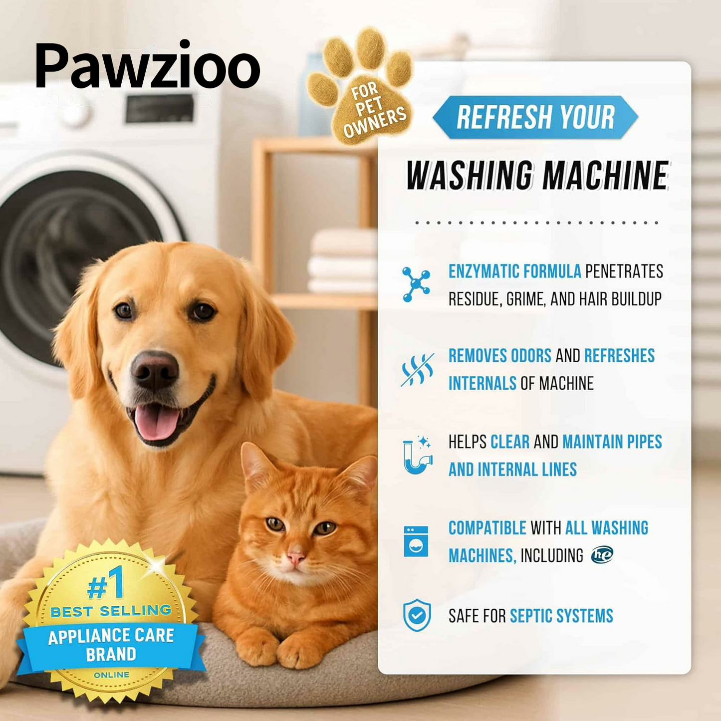 🔥Eco-Friendly Washing Machine Cleaner Fights Pet Odors & Hair Build-Up for Fresh Clean Machines