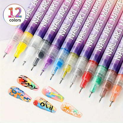 💅12-Shade Nail Design Pens for Smooth, Precise, Salon-Quality Results