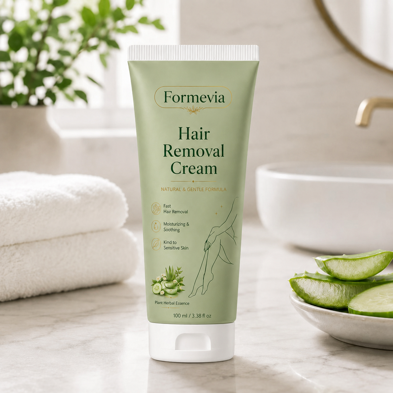 Formevia™ Natural Gentle Hair Removal Cream | For Women & Men, Sensitive Skin