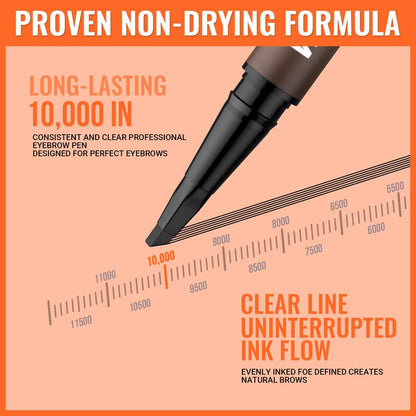 4D Brow Pen, 2-in-1 Waterproof Microblading Eyebrow Pencil with Dual-Ended Eyeliner Brush
